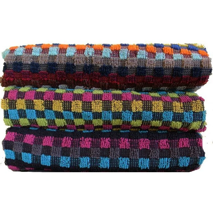 KH-Haushaltshandel Handtuch Frottier Grubentuch, 50x90 cm, Multicolor kariert, Handtuch, Baumwolle, Frottier (3-St), 3er Packung, robustes Zwirn Frottee – Bild 2
