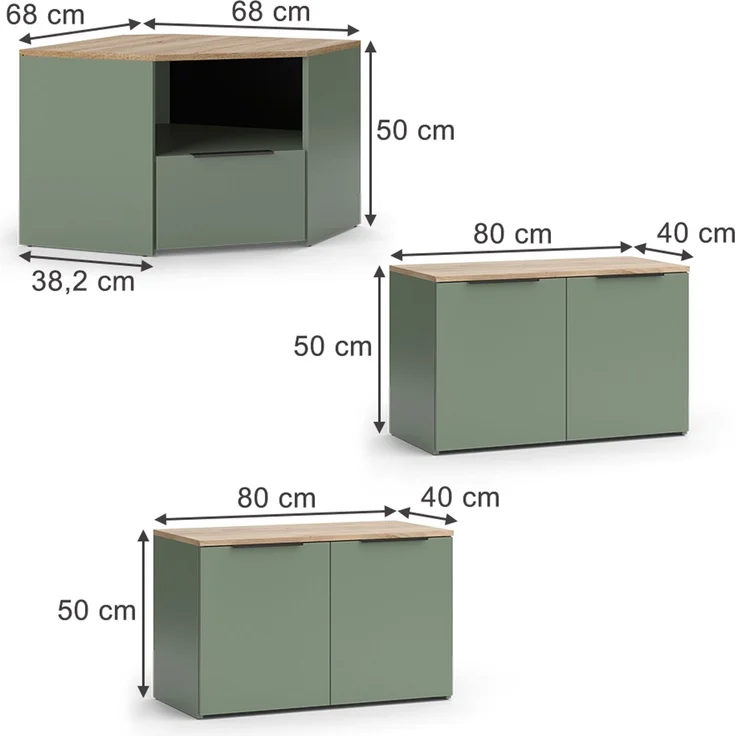 Wohnwand Wido Grün 3 Teile Vicco – Bild 2