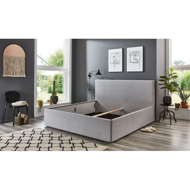 Polsterbett Casper / Calgary PB120, Stoff, Silber, 180 x 110 x 213 cm – Bild 2