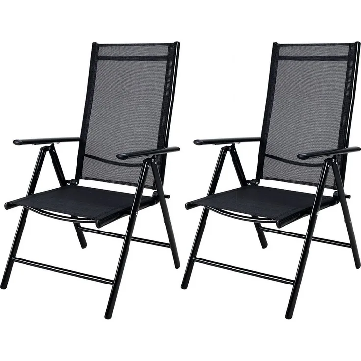 Casaria Gartenstuhl Bern (2 St), Klappbar Aluminium Wetterfest 8- Fach Verstellbar 120kg Belastbar