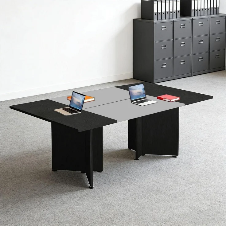 Konferenztisch modular 120 x 60 x 74 cm Black Dark Gray – Bild 1