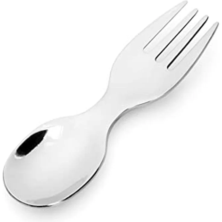LEKKABOX Campinglöffel Mini Edelstahl Göffel, 10cm - Gabel Löffel Spork klein Kinder Brotdose, Extra klein, nur 10 cm lang – passt in jede Brotdose – Bild 1
