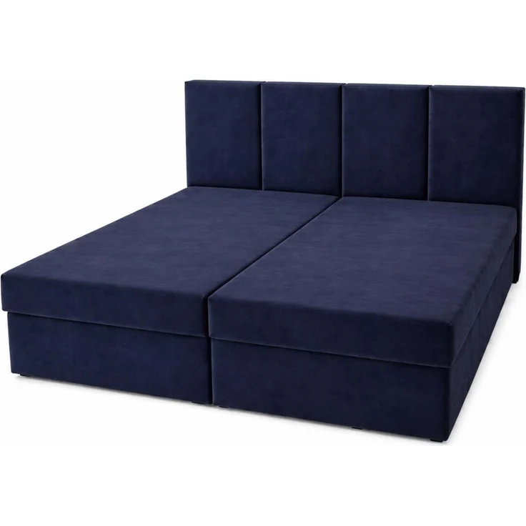 KRISAN MÖBEL Kontinentalbett DREAM1 Dunkelblau, Premium-Komfort für Ihr Schlafzimmer mit 2 Bettkasten, Bonell-Federkern Matratze und Topper, 180 x 200 cm Marine – Bild 1