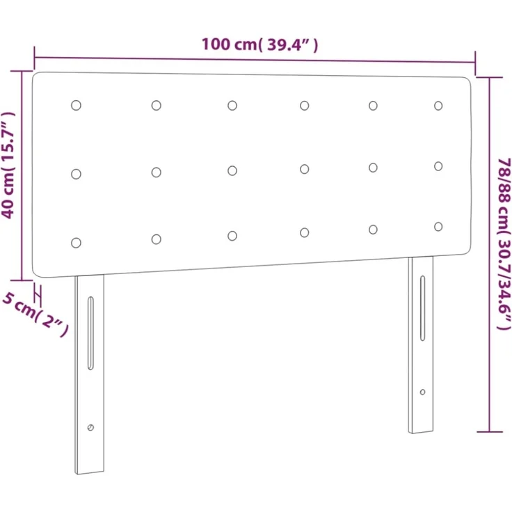 vidaXL LED Kopfteil Schwarz 100x5x78/88 cm Kunstleder 3121696 – Bild 5