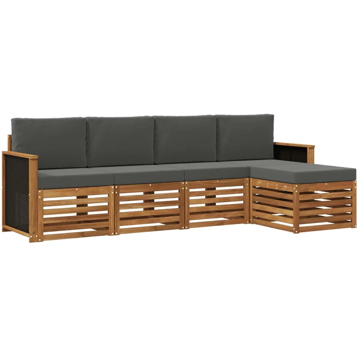 vidaXL Outdoor-Sofagarnitur 5 stk. 5-Sitzer Natur und Anthrazit 3384223 – Bild 2