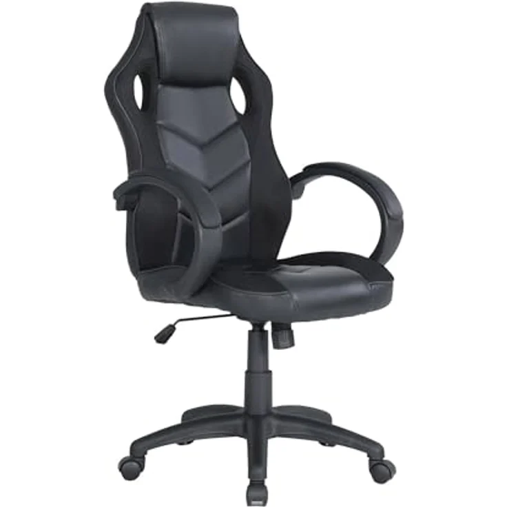 Dmora Sedia Con ruote Caloundra, Poltrona da Gaming Adulto, Sedia da scrivania, 66x61h104/114 cm, Nero – Bild 3