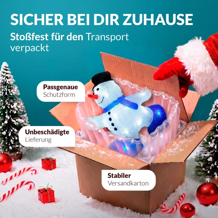 Deuba Schneemann Acryl Figur Außen beleuchtet Weihnachtsdeko Weihnachten Weihnachtsfigur – Bild 6