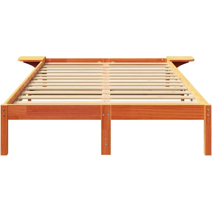 vidaXL Bettrahmen Wachsbraun 140 x 190 cm Massives Kiefernholz 873195 – Bild 5