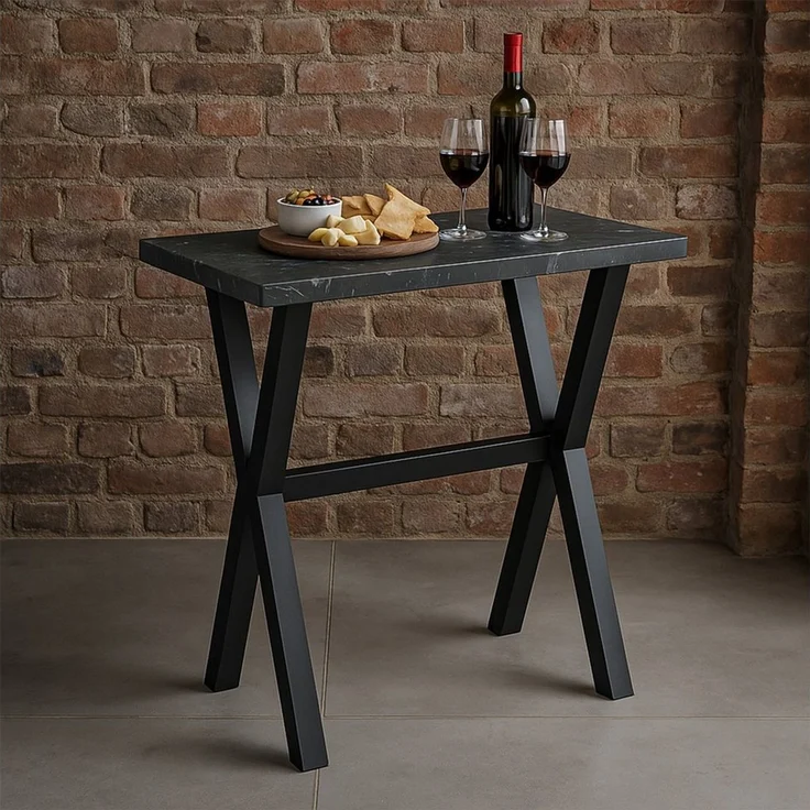 DUBI Möbel Bartisch LOTTE, schweres 4-Fuß oder X-Gestell, Metallgestell, Holztischplatte aus MDF – Bild 1
