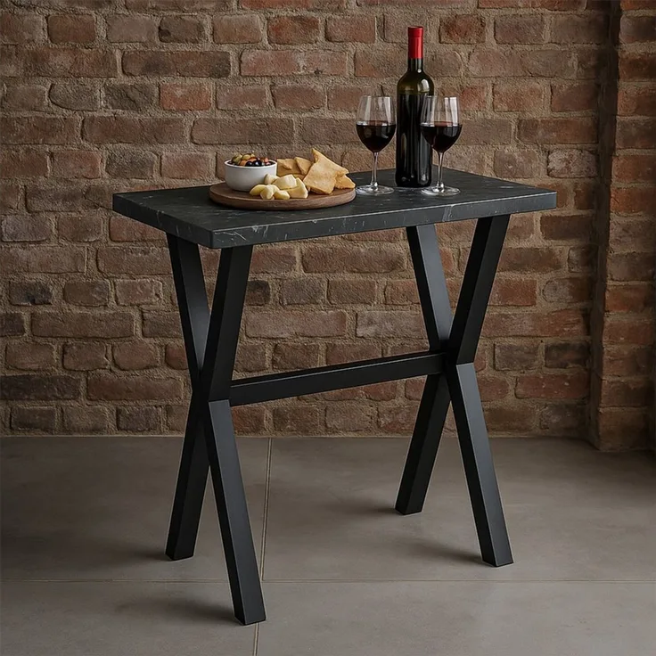 DUBI Möbel Bartisch LOTTE, schweres 4-Fuß oder X-Gestell, Metallgestell, Holztischplatte aus MDF