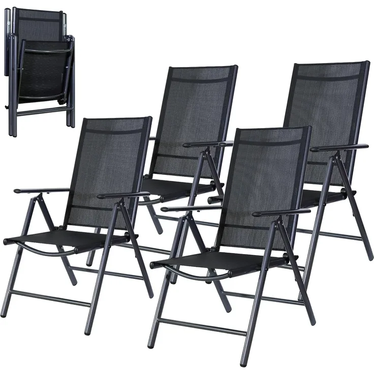 CCLIFE Balkonstühle 2er 4er Set Alu Gartenstuhl Balkonstuhl stapelbar verstellbar klappbar Belastbarkeit 120 kg Aluminium Outdoor