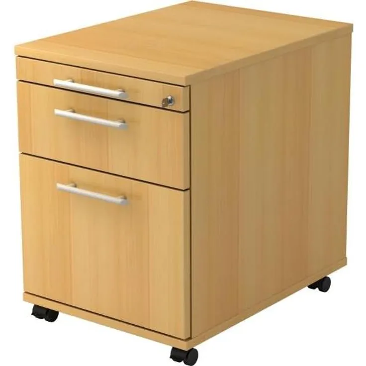 Rollcontainer AC20 58cm, 1 Schub, 1 HR, Schloss, RE Buche