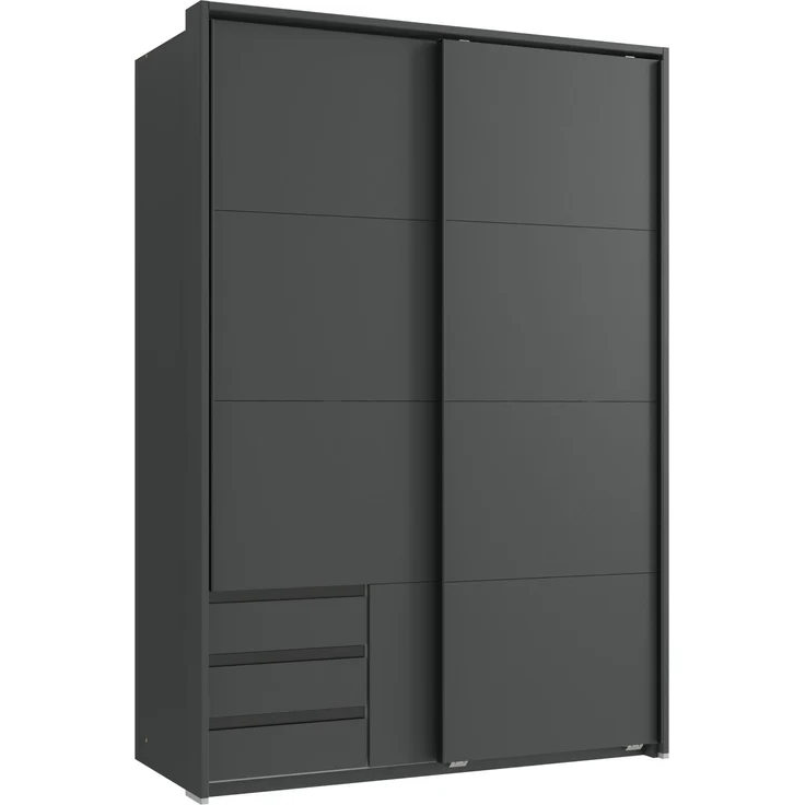 Schwebetürenschrank 2tg Kleiderschrank 138cm Grafit Außenschubladen Passepartout – Bild 1