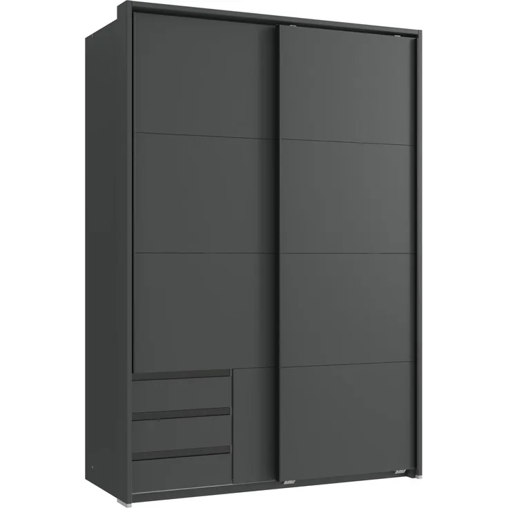 Schwebetürenschrank 2tg Kleiderschrank 138cm Grafit Außenschubladen Passepartout
