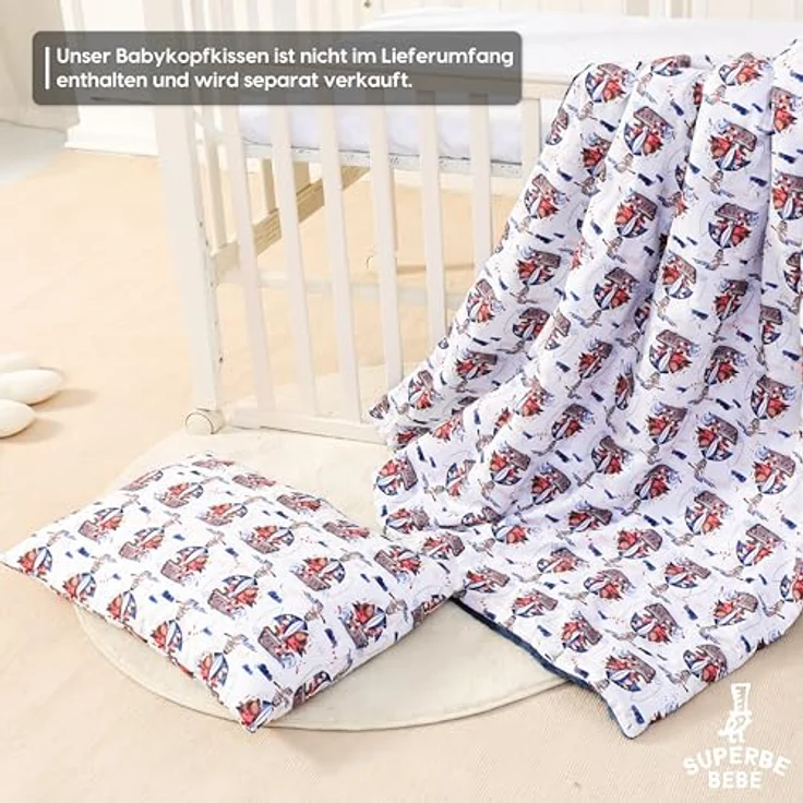 SUPERBE BEBE Baby und Kinderdecke aus weicher Oeko-Tex Baumwolle - 75x100 cm Babydecke für Kinder in 10 Farben - Kuscheldecke Geschenk für Mädchen oder Jungen Wendbar, Weich und Atmungsaktiv – Bild 6