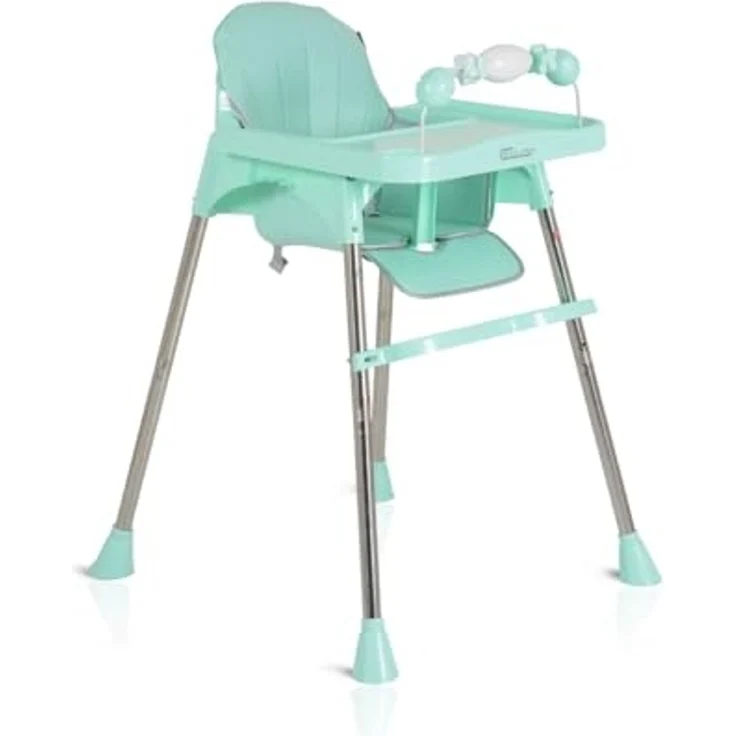 Moni Kinderhochstuhl Century, Spielzeug, Tablett verstellbar, Gurt, Fußstütze grün – Bild 6