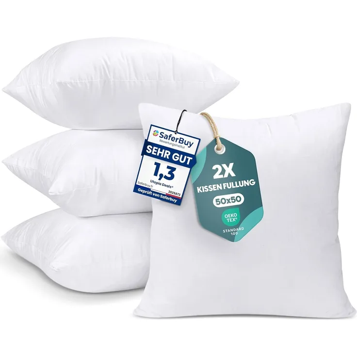 Utopia Bedding 4er Set Kissenfüllung 45x45 cm, Innenkissen Füllkissen Kopfkissen Sofakissen (Weiß)