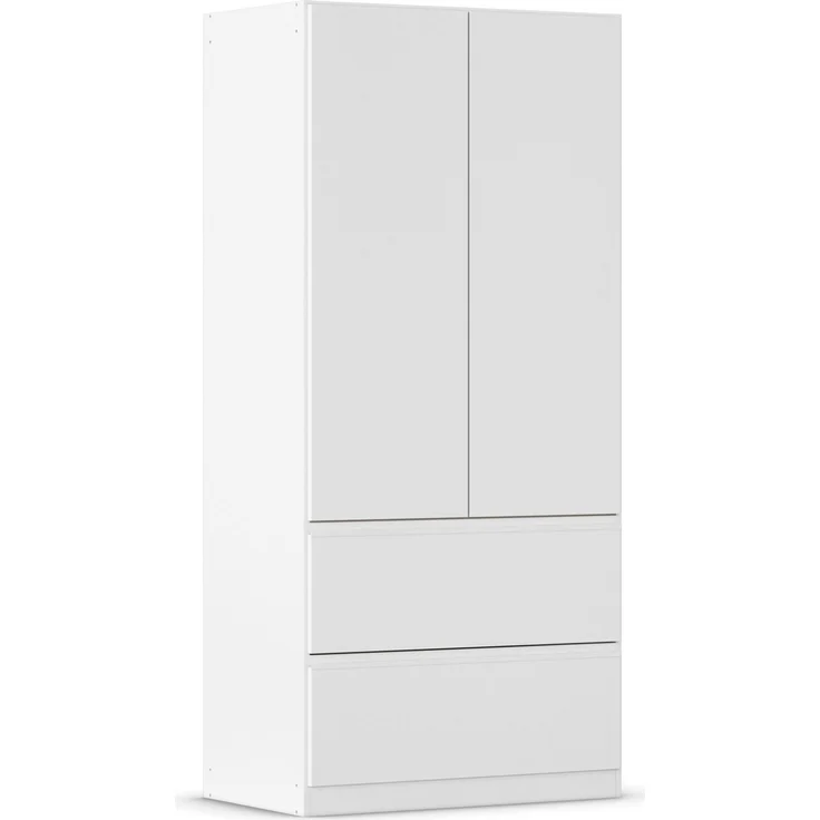 rauch Kleiderschrank, Drehtürenschrank COSTA, 2-türig, 2 Schubkästen, push-to-open, Alpinweiß, 91 x 197 x 54 cm – Bild 3