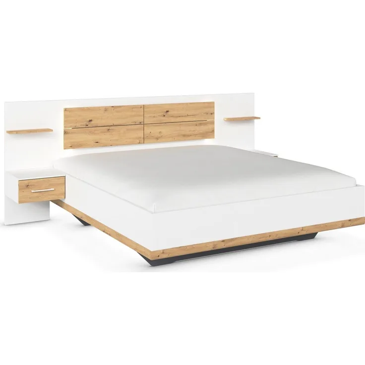rauch Bettanlage Bett Doppelbett Komfortbett Funktionsbett BOSTON-EXTRA, (Set, 3-tlg, Liegeflächen 160 cm oder 180 cm), Mit warmer Kopfteil-Beleuchtung, 2x Hänge-Nachttische MADE IN GERMANY