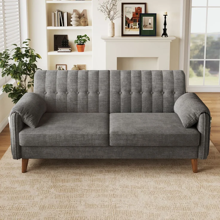 2-Sitzer Sofa 161,5 x 79 x 83,5 cm aus Chenille mit Massivholzbeinen – Bild 4