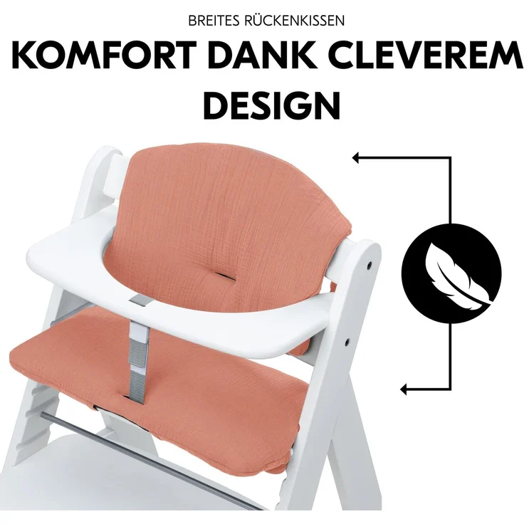 Hauck Sitzkissen Hochstuhlauflage Premium für Alpha Hochstuhl - 2-teilige Sitzauflage aus Baumwolle (Cork) – Bild 4