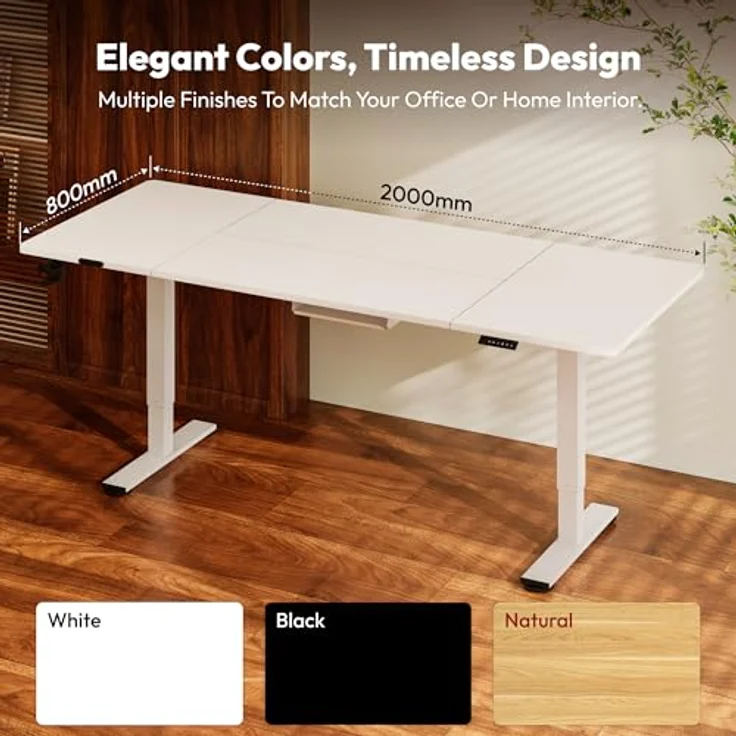SANODESK Höhenverstellbarer Schreibtisch 200x80 cm Schreibtisch Höhenverstellbar Elektrisch Ergonomischer Steh-Sitz Tisch Computertisch für Heimbüro Homeoffice(weiß) – Bild 8