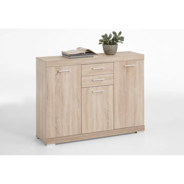 Kombikommode >BRISTOL 3< in Eiche Dekor - 120x89,9x34,9cm (BxHxT)
