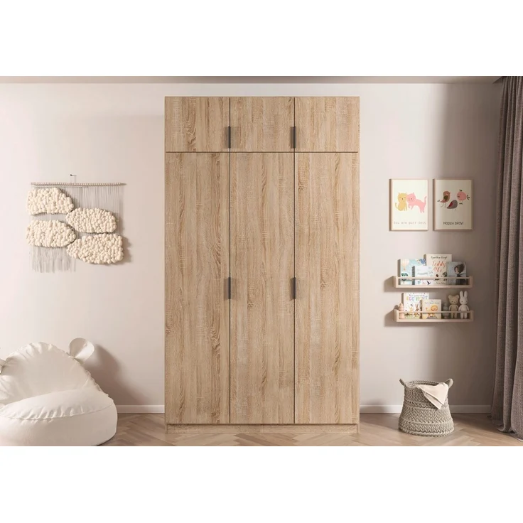 Rauch Möbel Lagoa, Kleiderschrank, Garderobe für Schlafzimmer, Kinderzimmer, Jugendzimmer 6-türig, mit Zubehör Classic, Farbe Eiche Sonoma, Holz, Breite 136 – Bild 2