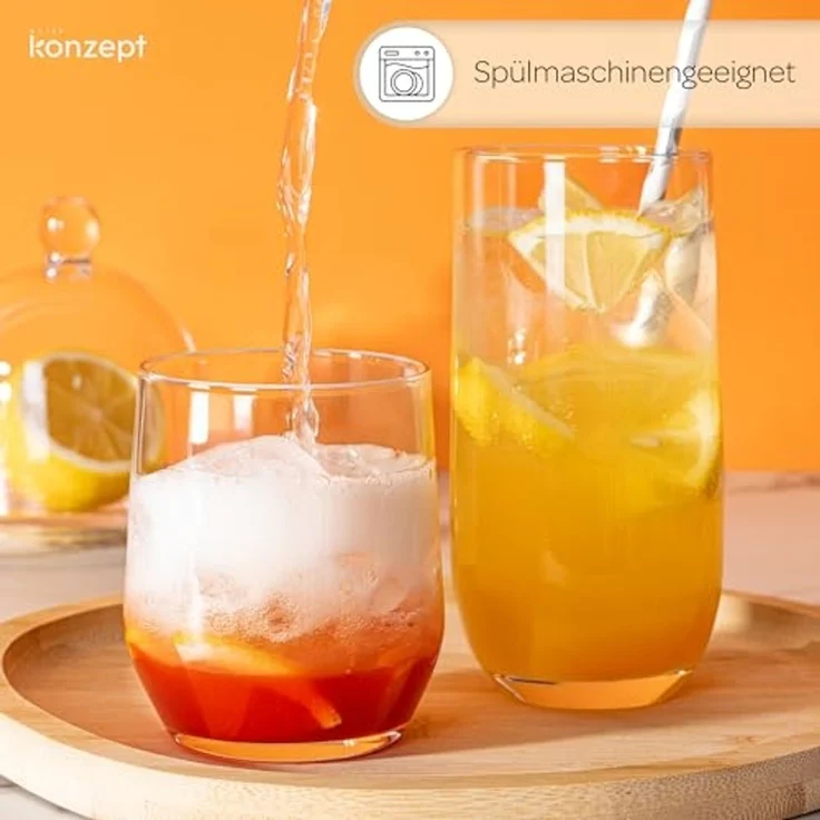 KONZEPT Gläser-Set 12 Teilig, 6er Longdrinkgläser 400ml und 6 er Trinkgläser 300ml, 12-tlg, Wassergläser Set, Ideal für Saft, Cocktails, Longdrinks, Eiskaffee – Bild 7