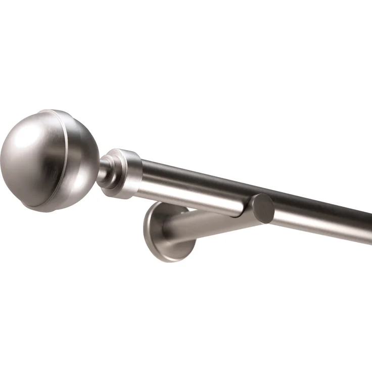 Deco-Raum® Gardinenstange 1-lauf 25mm Kugel | Länge: 230cm | Material: Metall | Farbe: Edelstahl-optik – Bild 1