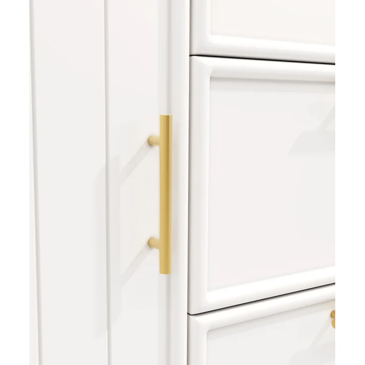 Bartisch Tisch mit 360° Drehfunktion, Verstellbare Regale & Kippschutz, 3 Schubladen & Seitenablage, Vielseitiger Stehtisch für Esszimmer, Wohnzimmer & Homeoffice--Weiß--97x54.51x16cm--YOUDENOVA – Bild 9