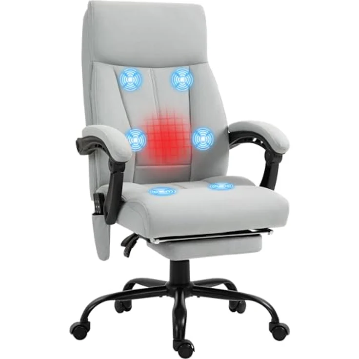 Vinsetto Massage-Bürostuhl mit Fußstütze, entspannende Massagefunktion für ergonomisches Sitzen – Bild 1