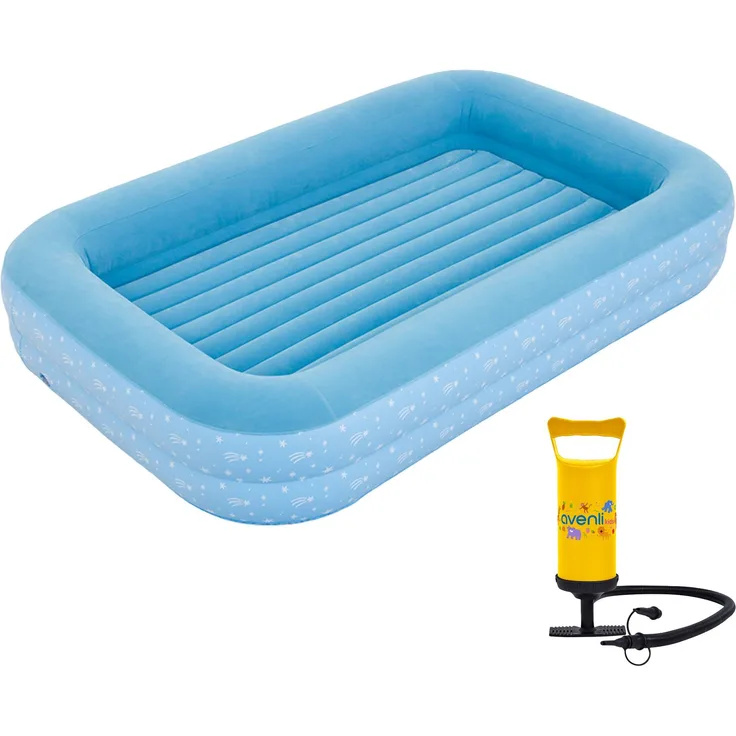 Deluxe Kids Flocked Airbed with Kids Double Action Hand Pump 172 x 112 x 30 cm with Double Action Hand Pump