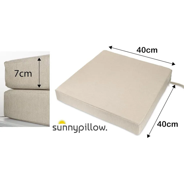 sunnypillow Stuhlkissen 2er Set Stuhlkissen mit Bändern "HAVANA" viele Farben zur Auswahl, Ecru