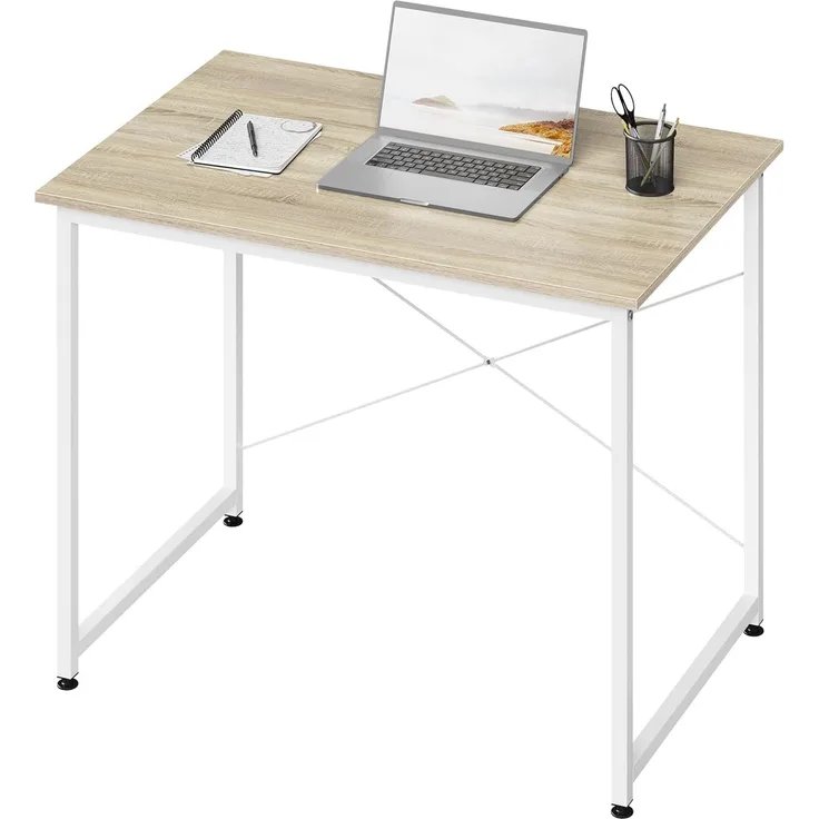 WOLTU TSB03whe Holz mit Eisen-Gestell Computertisch Bürotisch Schreibtisch PC Tisch Arbeitstisch Esstisch Große Desktop Design