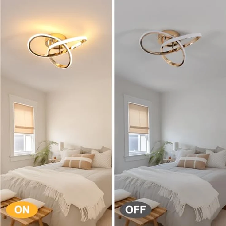 Comely LED Deckenleuchte, 30W 3375LM Moderne Deckenlampe mit Elegantem Blumendesign, Kronleuchter Gold für Wohnzimmer, Schlafzimmer, Esszimmer, Warmweiß 3000K – Bild 7