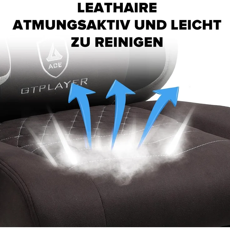 GTPLAYER Gaming Stuhl Ergonomischer Gaming Sessel Schreibtischstuhl mit Stoffoberfläche, Federsitzkissen, Verbindungsarmlehnen und Fußstütze braun – Bild 6