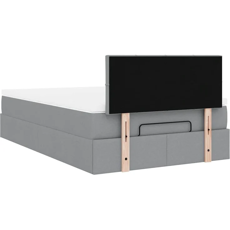 vidaXL Ottoman-Bett mit Matratze & LEDs Hellgrau 120x200 cm Stoff 3312298 – Bild 9