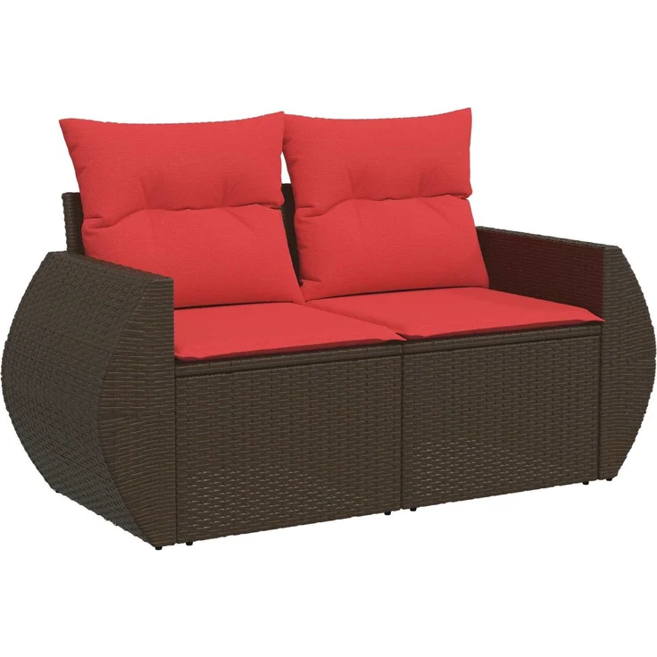 vidaXL Sofa Set 5 stk. Braun und Rot Polyrattan und Stahl 3447895 – Bild 3