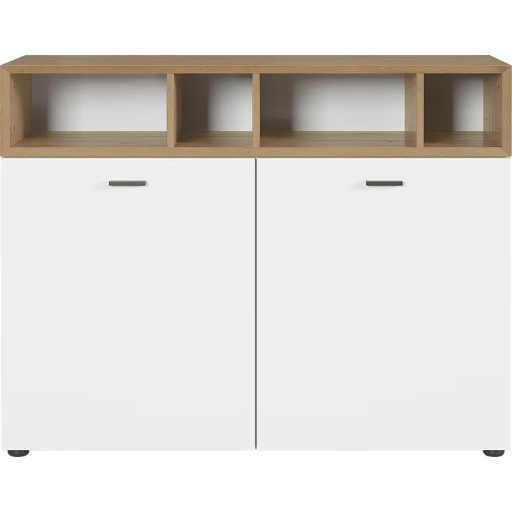 Germania Kommode 2553-559 Coruna, in Weiß/Eiche, stehend und hängend montierbar, 106 x 82 x 41 cm (BxHxT)