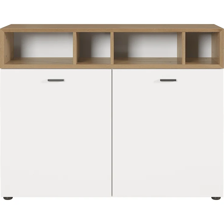 Germania Kommode 2553-559 Coruna, in Weiß/Eiche, stehend und hängend montierbar, 106 x 82 x 41 cm (BxHxT) – Bild 1