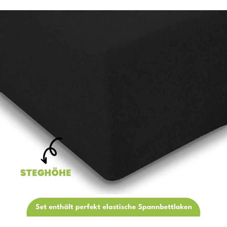 Jersey Spannbettlaken 180-200x200cm 100% Baumwolle Schwarz – Bild 3