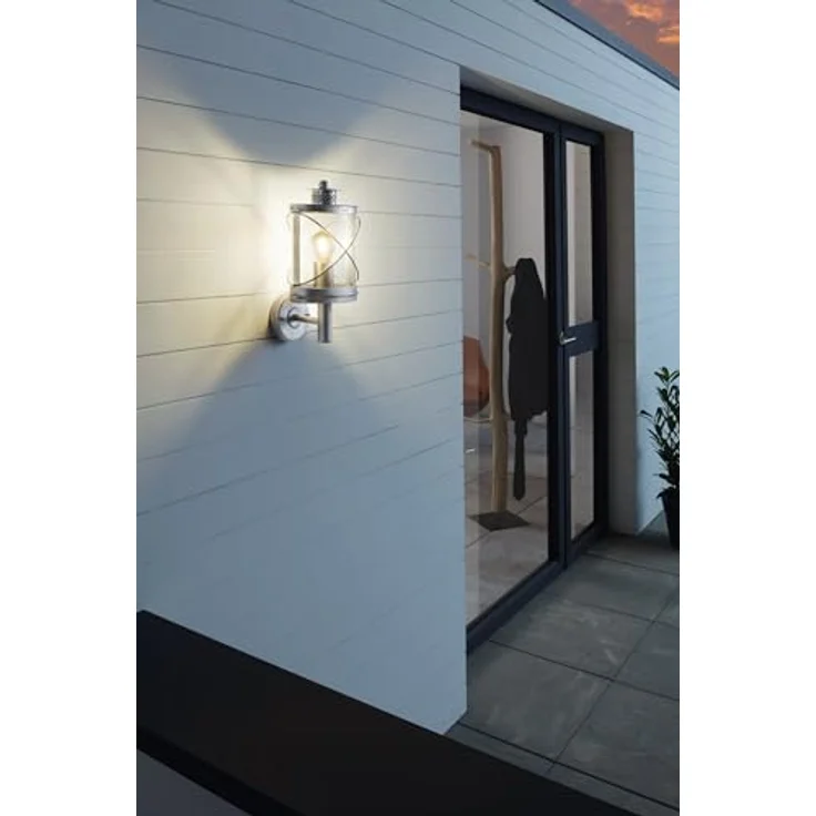 EGLO Außen-Wandlampe Hilburn 1, 1-flammige Wandleuchte aus verzinktem Stahl und Kunststoff, Farbe: Silber-antik, IP44, Fassung: E27, Höhe: 37,5 cm – Bild 3