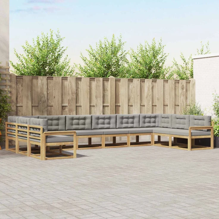 vidaXL Outdoor-Sofagarnitur 10 stk. 10-Sitzer Weiß und Hellgrau 3387095 – Bild 1