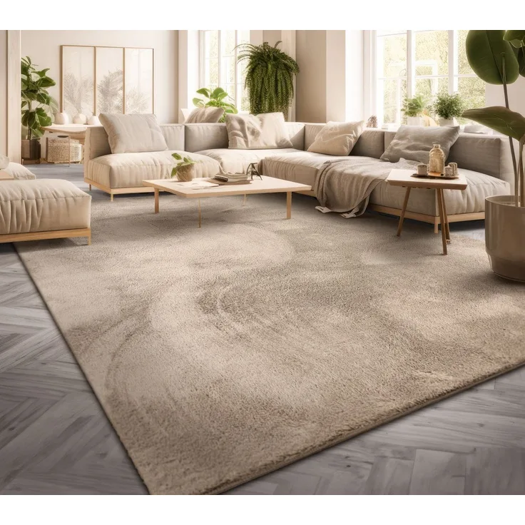 TT Home Teppich, Läufer, Höhe: 14 mm, Wohnzimmer Kurzflor Einfarbig Modernes Design Waschbar