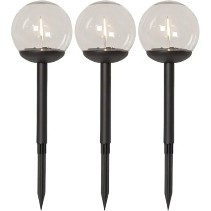LED-Solar-Wegleuchte "Globe", 3er Set, weiß/schwarz