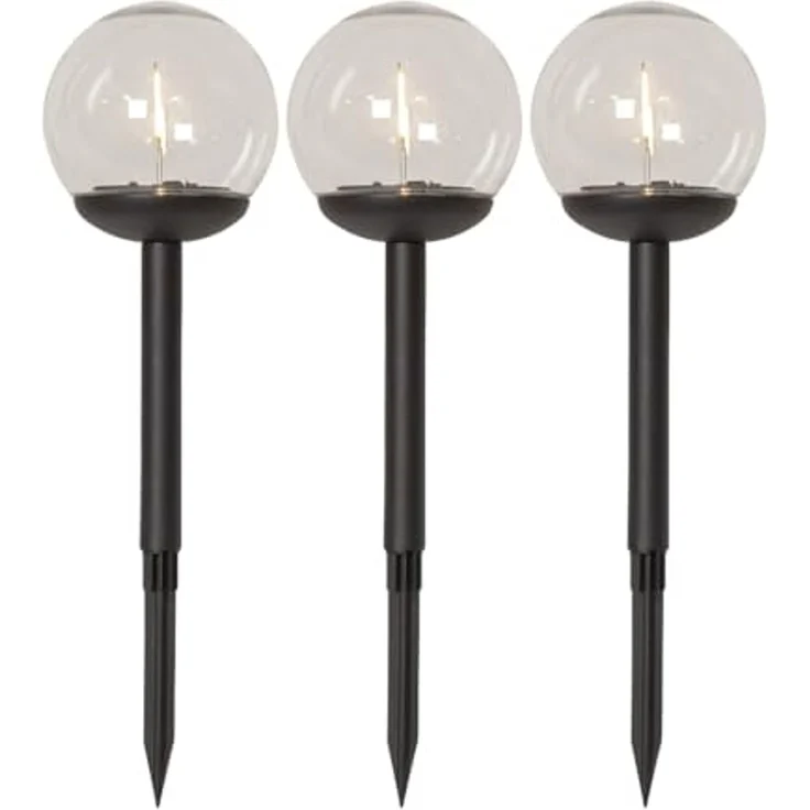 LED-Solar-Wegleuchte "Globe", 3er Set, weiß/schwarz – Bild 1