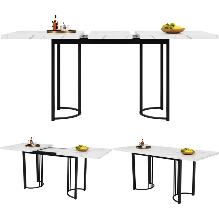 Ausziehbarer Esstisch 140–179,5 cm mit MDF-Tischplatte, stabiler Metallrahmen, erweiterbarer Tisch für 6–8 Personen, Multifunktionstisch – Bild 8