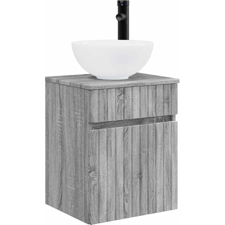vidaXL Badezimmerschrank-Set 3 stk. Grau Sonoma 33 x 34,5 x 160 cm 3406089 – Bild 5