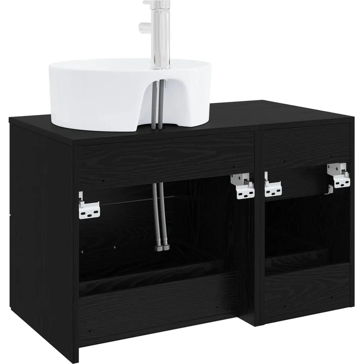 vidaXL Badezimmerschrank-Set 2 stk. Schwarze Eiche 79,5 x 44,5 x 82 cm 3403985 – Bild 5